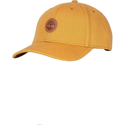 Timberland Gorra de béisbol para hombre con logotipo de parche de cuero, correa ajustable y ala curvada