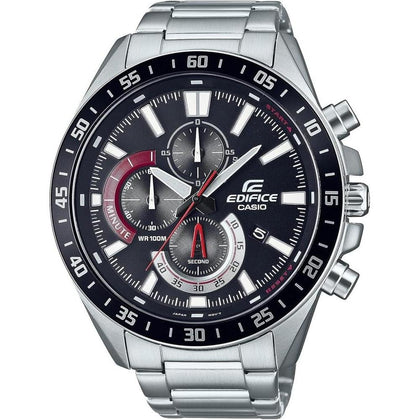 Casio Reloj de cuarzo para hombre con correa de acero inoxidable, modelo EFV620D-1A4V, color tono plateado