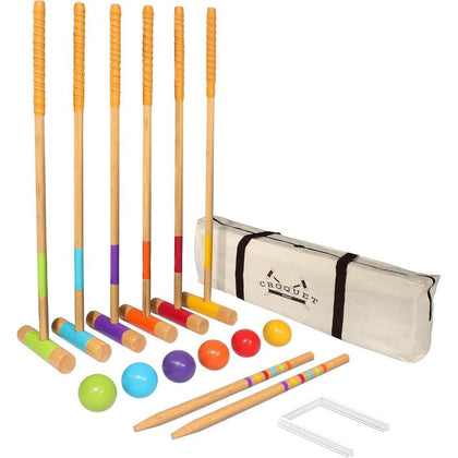 GoSports - Juego De Croquet Para Seis Jugadores Para Adultos Y Niños, Diseño Moderno De Madera, Deluxe (89 Cm) O Estándar (71 Cm)