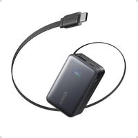 Anker Nano Power Bank, cargador portátil de 10,000 mAh con cable retráctil de alta potencia y pantalla inteligente