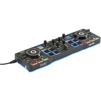 Hercules DJ DJControl Starlight | Controlador de DJ USB de bolsillo con Serato DJ Lite, ruedas de Jog sensibles al tacto y luces RGB