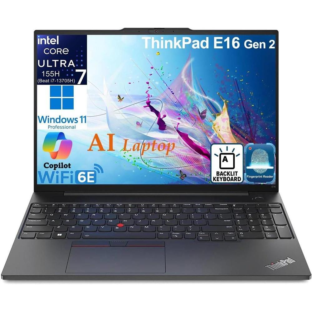 Lenovo ThinkPad E16 G2 Laptop, Intel 16-Core Ultra 7, 64GB RAM, 2TB SSD, LED Keyboard, WiFi 6E