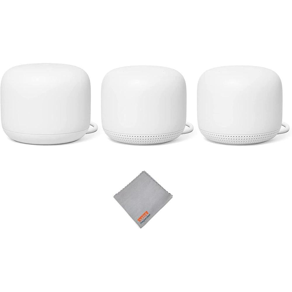 Router y extensor Nest WiFi con altavoz inteligente, compatible con Google WiFi, color blanco, paquete de 3