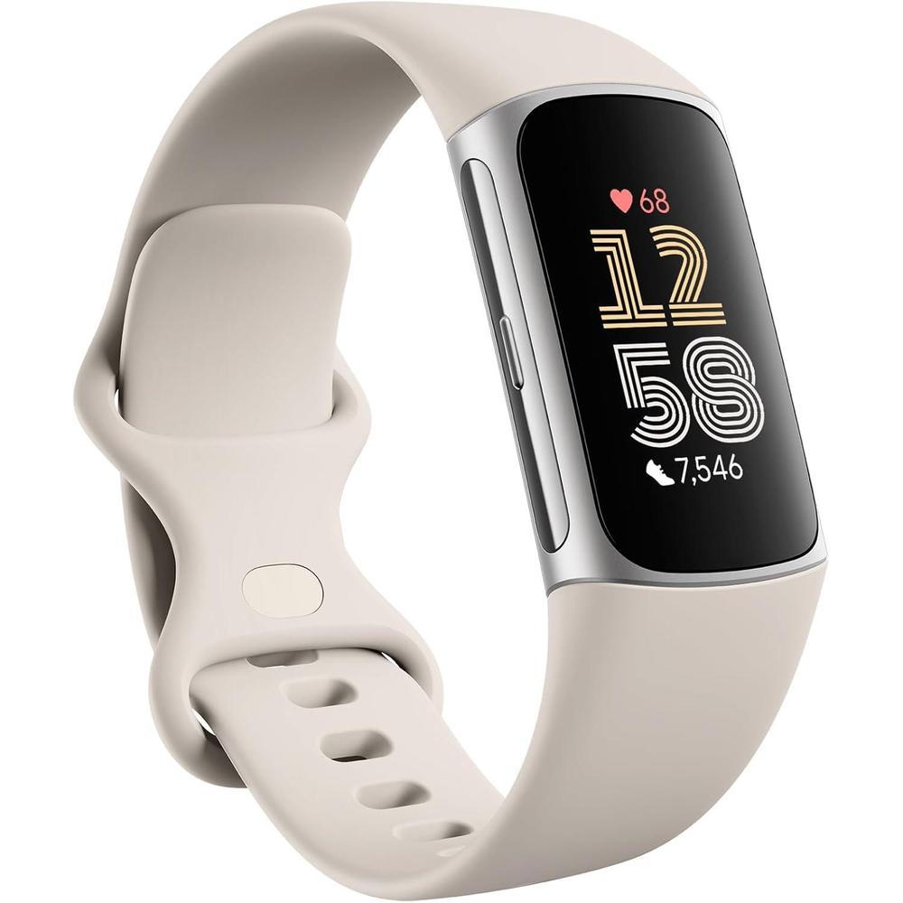 Fitbit Charge 6 - Rastreador de ejercicios con frecuencia cardíaca, GPS, membresía premium, herramientas de salud, porcelana/plata