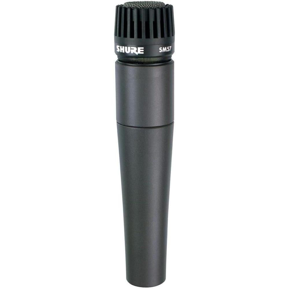 Micrófono cardioide dinámico Shure SM57-LC, Negro, 1.25 lbs, ideal para discursos y grabación de instrumentos musicales.