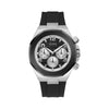GUESS Reloj de pulsera para hombre, caja de acero inoxidable resistente al agua, banda de silicona, movimiento de cuarzo exacto
