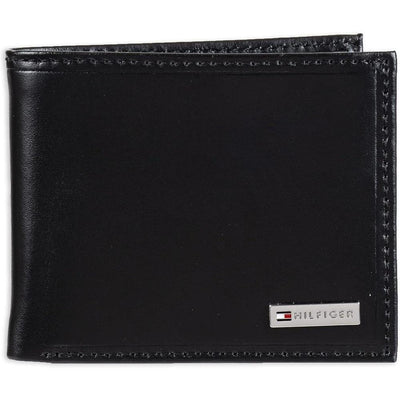 Tommy Hilfiger Cartera Passcase para hombre con diseño bifold slim y ventana ID removible, hecha de cuero de alta calidad