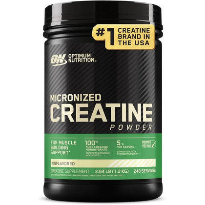 Optimum Nutrition Creatina Micronizada Monohidrato en Polvo sin Sabor, Amigable con Dieta Keto, 240 Porciones