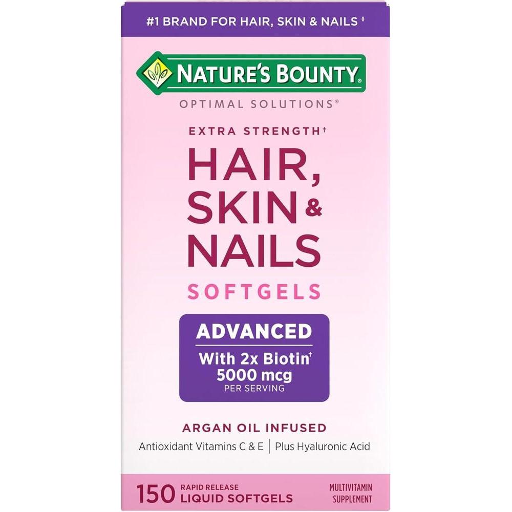 Suplemento Vitaminico Avanzado para Cabello, Piel y Uñas con Biotina y Ácido Hialurónico de Nature's Bounty
