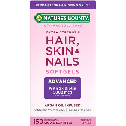 Suplemento Vitaminico Avanzado para Cabello, Piel y Uñas con Biotina y Ácido Hialurónico de Nature's Bounty