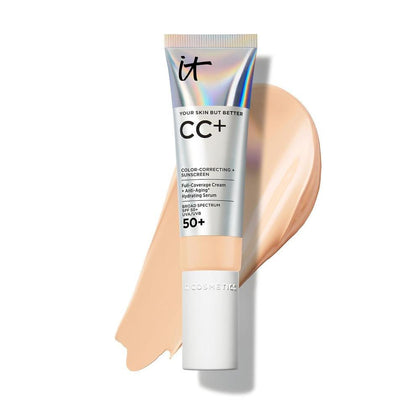 IT Cosmetics CC+ Cream - Base de Cobertura Completa Natural con SPF 50, Corrector de Color e Hidratante Antienvejecimiento