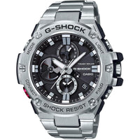 Casio GST-B100D-1ACR G-Shock Reloj de cuarzo plateado con pantalla analógica para hombre con Bluetooth y energía solar