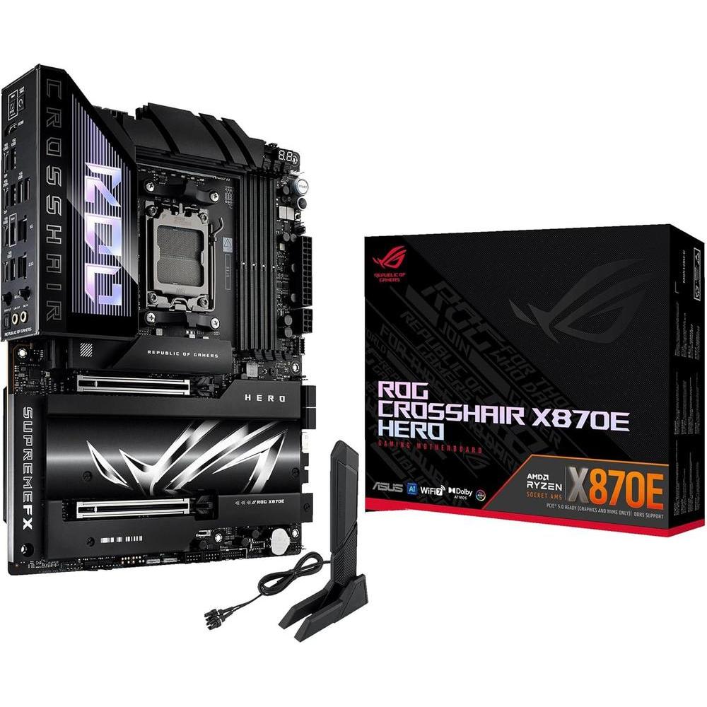 ASUS ROG Crosshair X870E Hero AMD X870E AM5 ATX Placa base con inteligencia artificial y 18+2+2 etapas de potencia