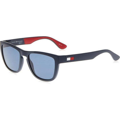Gafas de sol cuadradas para hombre Tommy Hilfiger con marco de plástico y protección UV, incluye funda de marca