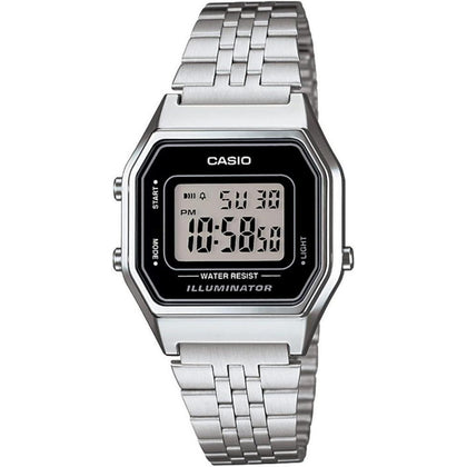 Reloj Digital Retro Casio para Dama en Color Plateado, Modelo LA-680WA-1DF