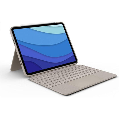 Logitech Combo Touch - Funda con teclado desmontable y soporte ajustable para iPad Pro, compatible con Smart Connector, color arena