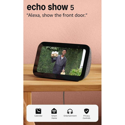 Amazon Echo Show 5 con pantalla inteligente, 2x bajo y sonido claro, con control de dispositivos del hogar, carbón