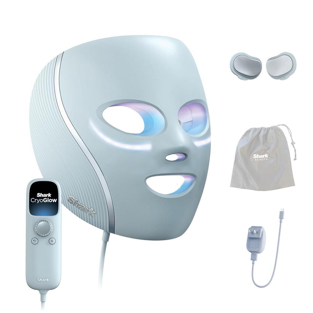 Shark CryoGlow Máscara Facial LED con Refrigeración, Reparación Antienvejecimiento y Manchas, Terapia de Luz Infrarroja, Control Remoto