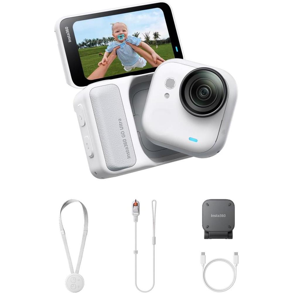 Insta360 GO Ultra - Cámara de Vlogs 4K portátil, manos libres, con sensor avanzado y duración de batería extendida para deporte y aventuras