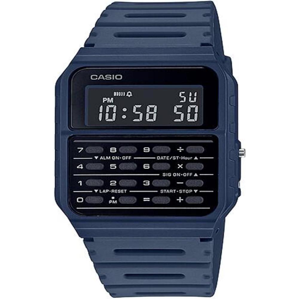 Casio CA-53WF-2B reloj digital para hombre con calculadora y correa azul, diseño retro original y elegante