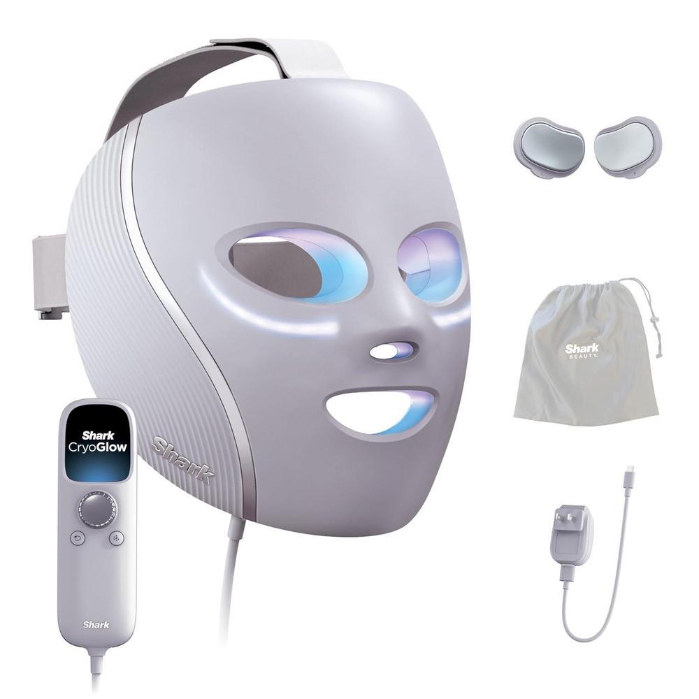 Mascarilla facial LED Shark CryoGlow con enfriamiento ocular, antienvejecimiento y reparación de imperfecciones, USB-C y control remoto