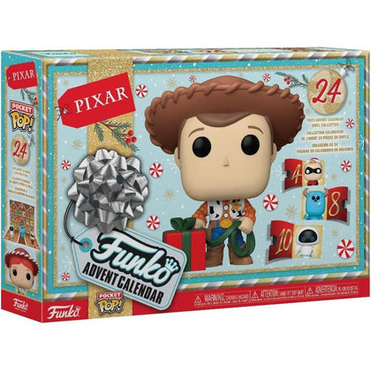 Calendario de Adviento 2024 de Pixar, 24 figuras de vinilo Pocket Pop! de Funko, ideal para contar los días hasta Navidad.