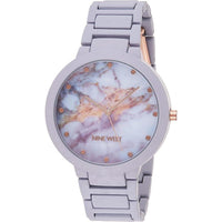 Nine West Reloj de Pulsera Analógico para Mujer, Diseño en Oro Rosa y Banda de Goma Lavanda