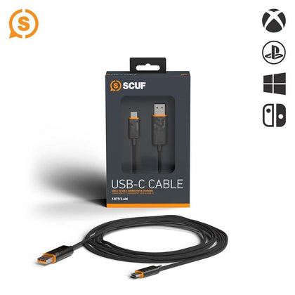 Cable USB-C trenzado SCUF / 2 metros Conexión y carga USB tipo C para controladores Xbox, controladores PS5 y teléfonos inteligentes