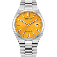 Reloj de lujo deportivo Citizen Tsuyosa automático para hombre en acero inoxidable, esfera amarilla y reserva de marcha