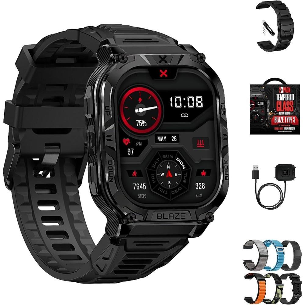 CARBINOX Blaze Smart Watch - GPS, 170+ modos deportivos, resistente al agua IP69K, compatible con Android/iOS, llamadas