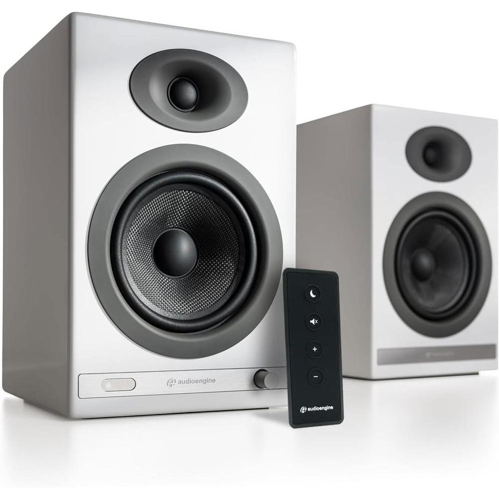 Altavoces Audioengine HD5 con Bluetooth 5.0, 150W, aptX HD, DAC de 24 bits y diseño en chapa de madera real para audio de calidad