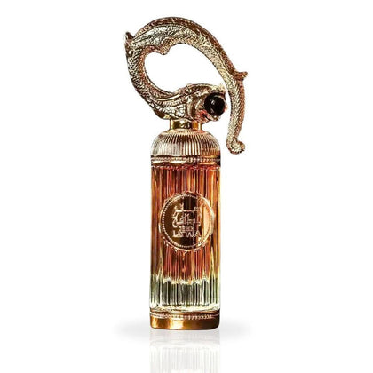 Lattafa Sehr Eau de Parfum Spray unisex con fragancia ámbar floral gourmand de 100 ml, notas de canela y vainilla