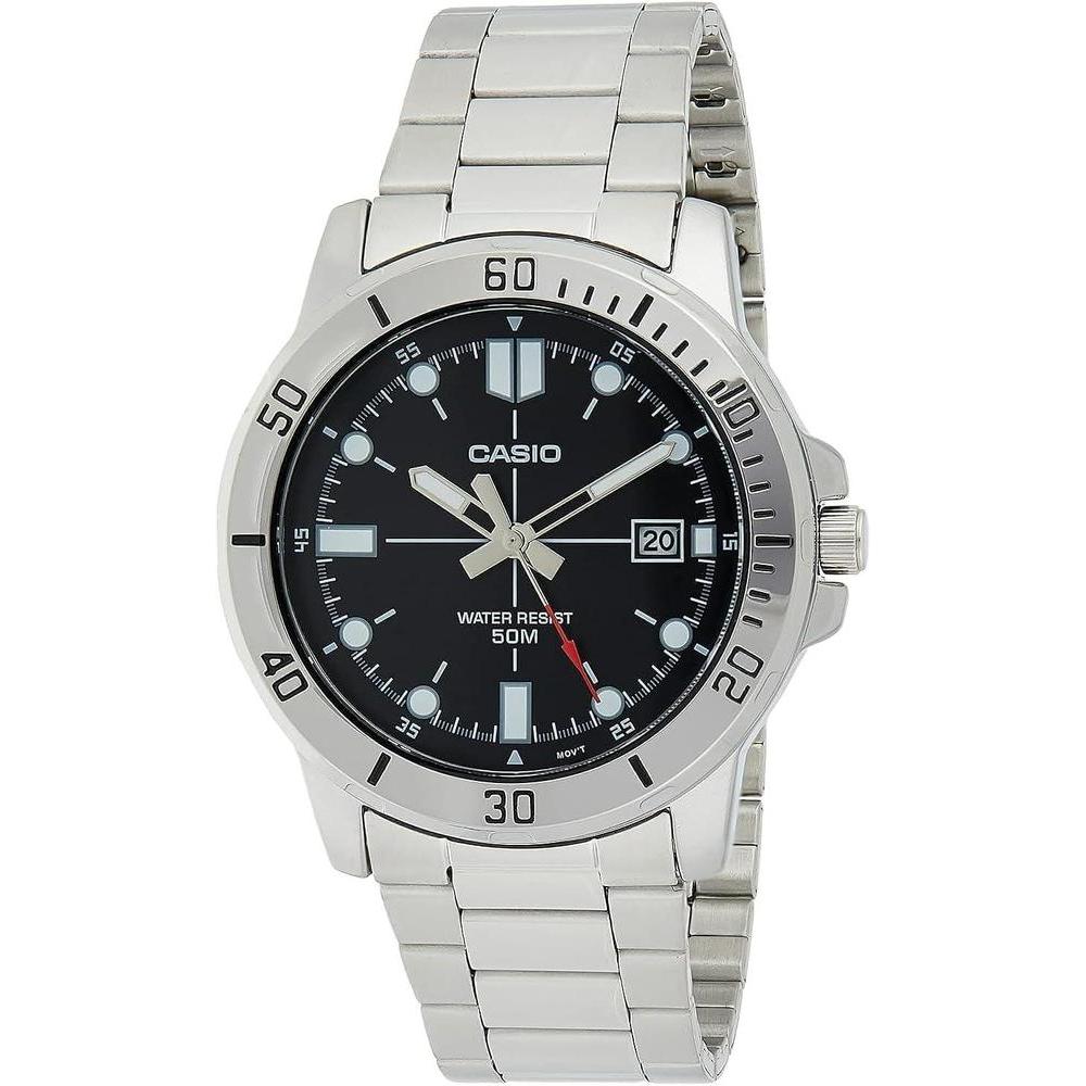 Reloj Casio para hombre, diseño análogo con dial marrón y acero inoxidable, resistente al agua y manecillas luminosas