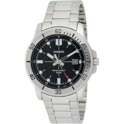 Reloj Casio para hombre, diseño análogo con dial marrón y acero inoxidable, resistente al agua y manecillas luminosas