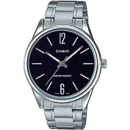 Reloj Casio de acero inoxidable para hombre, modelo MTP-V005D-1B, negro, diseño casual y versátil