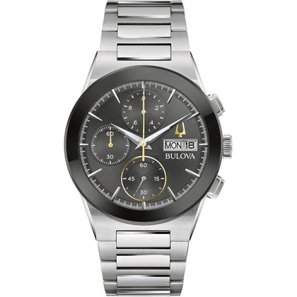Bulova Modern Millenia Reloj de Pulsera para hombre, cronógrafo, acero inoxidable, calendario día/fecha y cristal abovedado