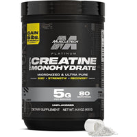 MuscleTech Platinum Monohidrato de Creatina en Polvo Micronizado para Recuperación y Masa Muscular, Sin Sabor, 80 Dosis