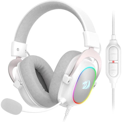 Redragon H510 Zeus-X RGB Auriculares gaming Blanco con sonido 7.1, controladores de audio en almohadillas de espuma viscoelástica