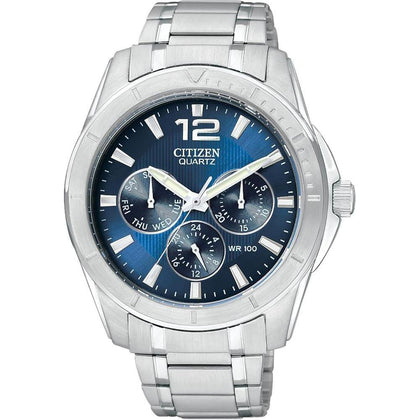 Citizen Reloj de cuarzo para hombre, acero inoxidable clásico, modelo AG8300-52L tono plateado, cronógrafo
