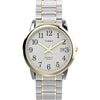 Timex Easy Reader con caja de dos tonos, banda de expansión multicolor, esfera blanca, y resistente al agua