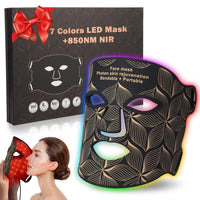 Mascarilla LED con terapia de luz roja e infrarroja, 7+1 colores para el cuidado facial avanzado. Recargable y portátil