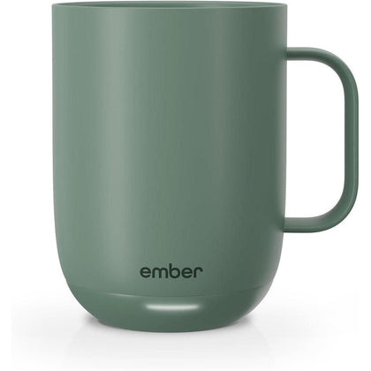 Ember Taza inteligente con control de temperatura, calentador de café controlado por aplicación y recargable con pantalla LED, verde salvia