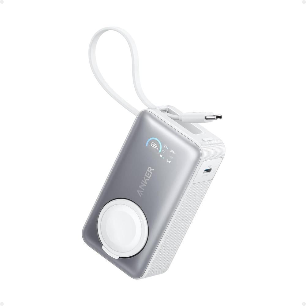 Anker MagGo Power Bank con certificación oficial para Apple, batería compacta de 10,000 mAh y cable USB-C integrado, para múltiples dispositivos