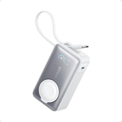 Anker MagGo Power Bank con certificación oficial para Apple, batería compacta de 10,000 mAh y cable USB-C integrado, para múltiples dispositivos