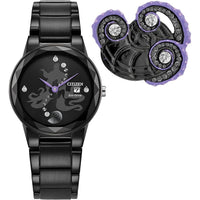 Citizen Eco-Drive Disney Villian Ursula Crystal reloj y pin set de regalo negro iones, esfera negra