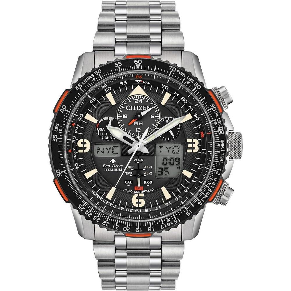 Citizen Reloj Promaster Air Skyhawk Eco-Drive Super Titanium para hombre con cronometraje atómico y cristal antirreflectante