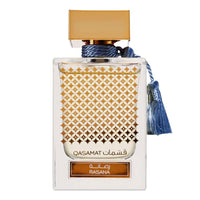 RASASI Qasamat Rasana - Eau de Parfum Premium Árabe para Mujeres y Hombres – Fragancia con notas de Bergamota, Sándalo y Ámbar