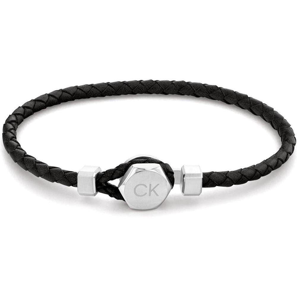 Pulsera de cuero para hombre Calvin Klein sin metal con cierre de gancho fácil y cadena trenzada en estilo moderno