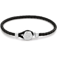 Pulsera de cuero para hombre Calvin Klein sin metal con cierre de gancho fácil y cadena trenzada en estilo moderno