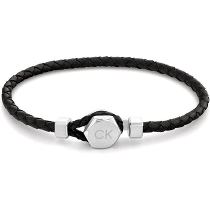 Pulsera de cuero para hombre Calvin Klein sin metal con cierre de gancho fácil y cadena trenzada en estilo moderno